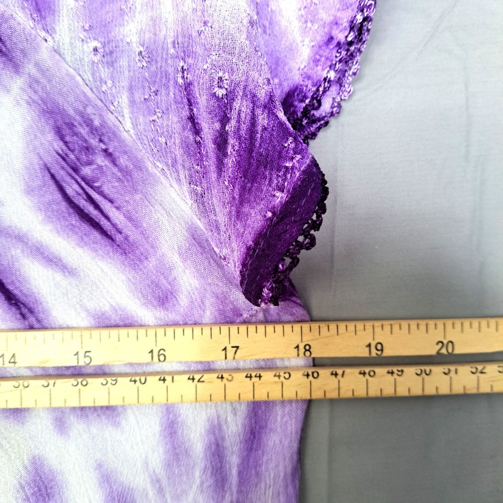 Batik Tie Dye Tunic Dress Women Purple Yellow Boho Embroidered Hippie Gorpcore - Picture 9 of 11